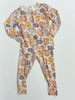 Très Beau et Belle Bamboo Pajamas Set Pumpkin Autumn Print 18M